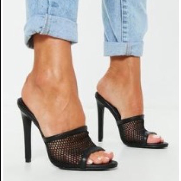Missguided Mesh Mule Heels in Black - Picture 4 of 4